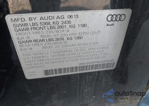 2014 Audi Q5 2.0T Premium из США, поврежденный, VIN WA1CFAFP6EA005088